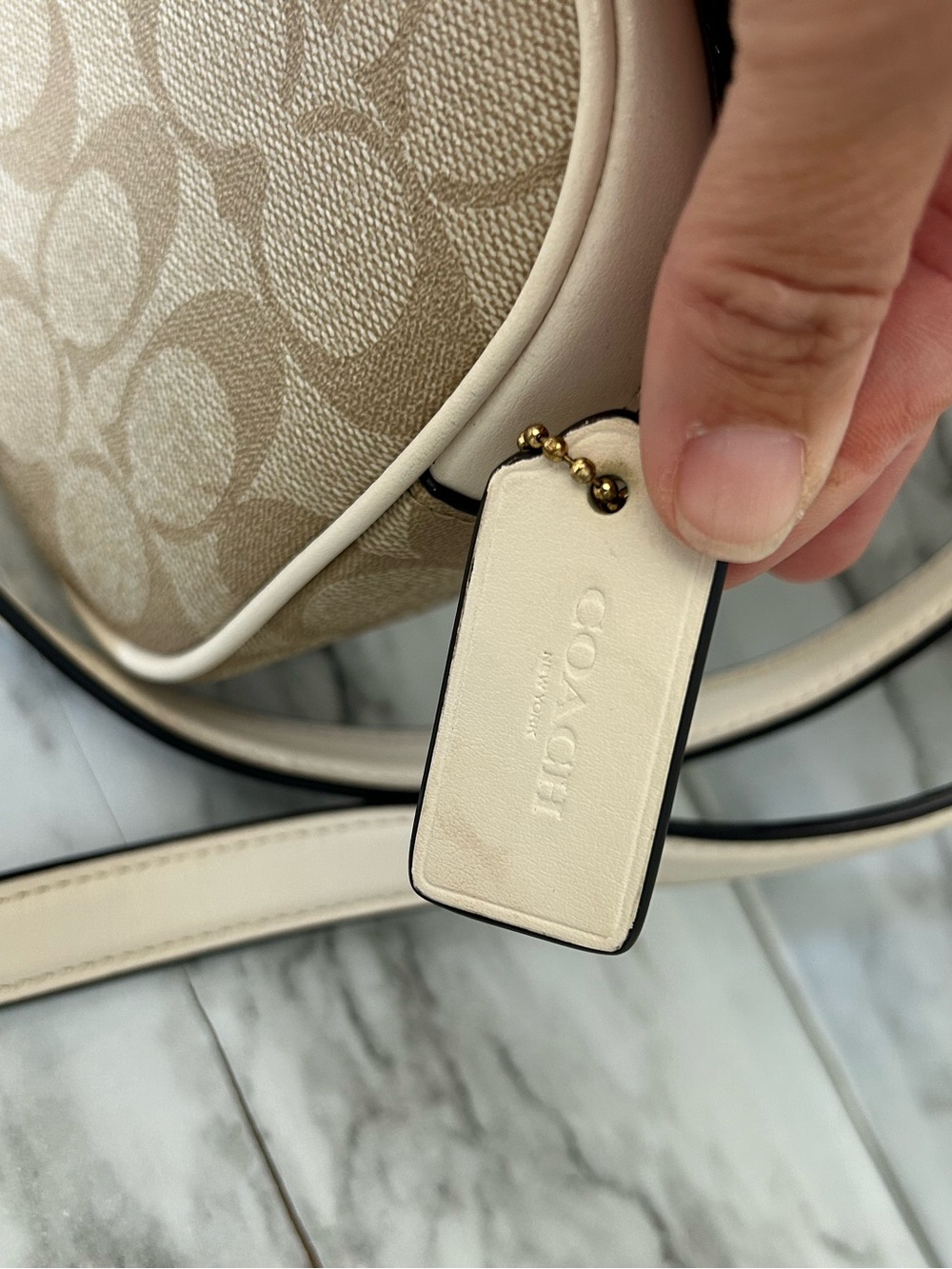 Coach Mini Jamie Camera Bag In Signature Canvas in light khaki / chalk white - Picture 2 of 11